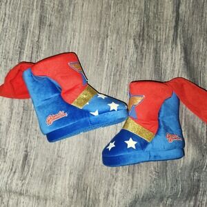 Kids Wonder Woman Slippers Boots Red Blue Stars Gold Logo Size‎ S(5/6)